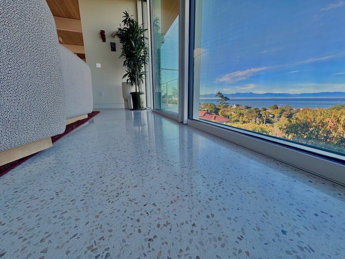 Terrazzo floor with ocean view in a residential project.